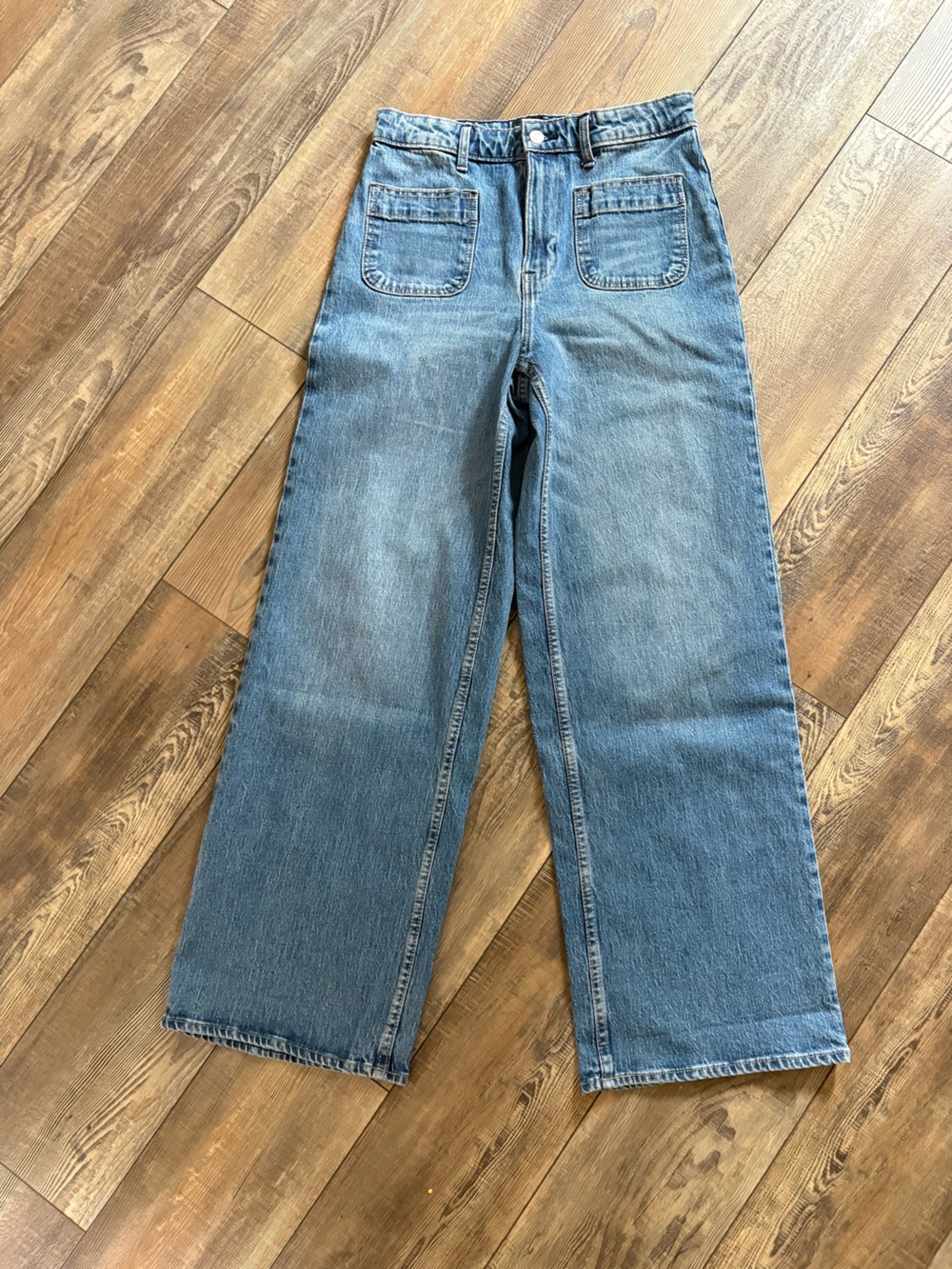 Wide Leg Denim Jeans - Blue